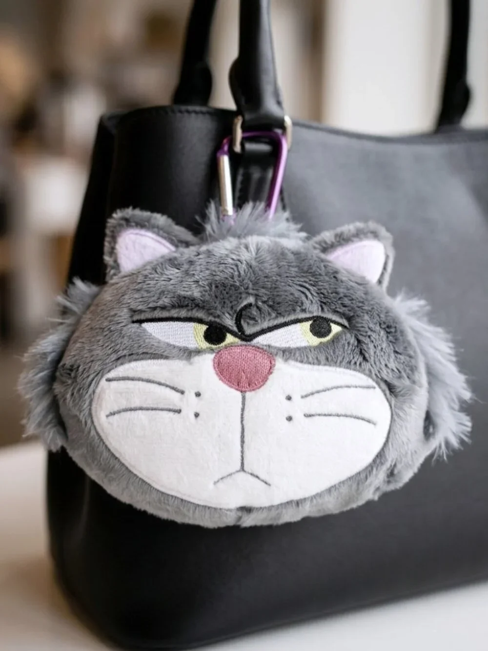 NEW Disney Cinderella Lucifer Big Face Plush Mascot Carabiner